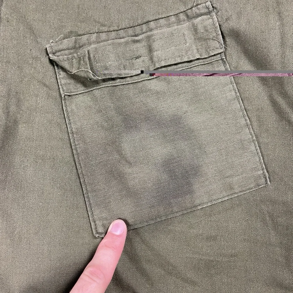 Vintage 70s Military Chemical Protective Jacket Size Large Green Mock Full Zip